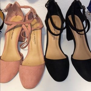 Black & Pink velvet Heels